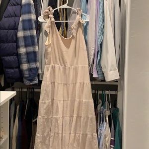 Champagne, Tie-Strap Midi Dress